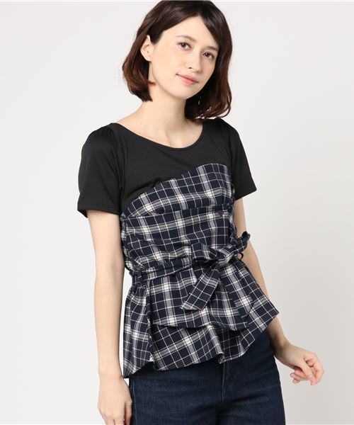 Cecil Mcbee セシルマクビー の チェック柄デザイントップス Tシャツ カットソー Wear