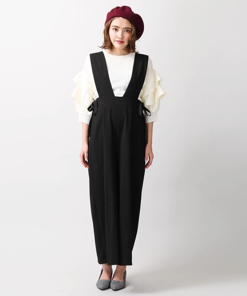 WEGO（ウィゴー）の「WEGO/サイドリボンVネックサロペット（サロペット/オーバーオール・レディース・ブラック/ブラック系その他2・FREE）」の7枚目の写真