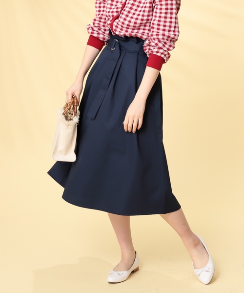 natural couture(ナチュラルクチュール)の「Dカンベルト 付ハイウエストスカート(スカート・レディース・カーキ/ベージュ/ピンクベージュ/ネイビー・FREE)」の3枚目の写真