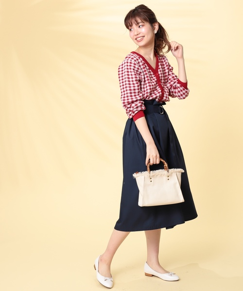natural couture(ナチュラルクチュール)の「Dカンベルト 付ハイウエストスカート(スカート・レディース・カーキ/ベージュ/ピンクベージュ/ネイビー・FREE)」の10枚目の写真