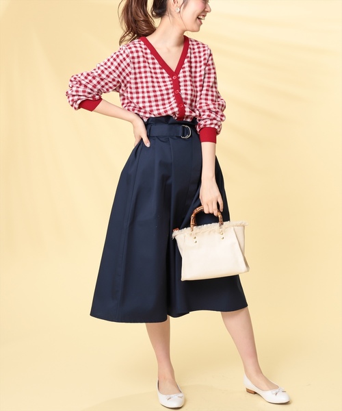 natural couture(ナチュラルクチュール)の「Dカンベルト 付ハイウエストスカート(スカート・レディース・カーキ/ベージュ/ピンクベージュ/ネイビー・FREE)」の11枚目の写真