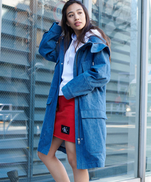 calvin klein green trench coat