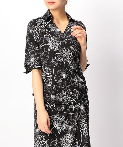 NARACAMICIE（ナラカミーチェ）の「【セットアップ対応】手書きフラワープリントカシュクールシャツ（シャツ/ブラウス・レディース・ホワイト/ブラック・SMALL/MEDIUM/LARGE）」の16枚目の写真