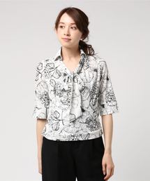 NARACAMICIE | 【セットアップ対応】手書きフラワープリントカシュクールシャツ(シャツ/ブラウス)