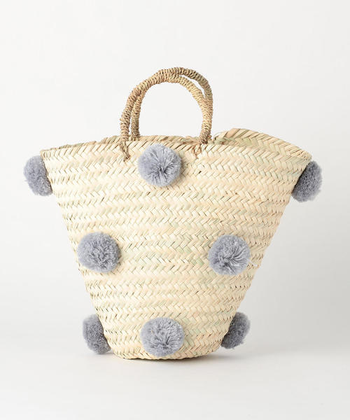 Fatima morocco（ファティマモロッコ）の「＜Fatima Morocco＞ポンポンバスケット ◆（かごバッグ・レディース・グレー/ベージュ・FREE）」の2枚目の写真