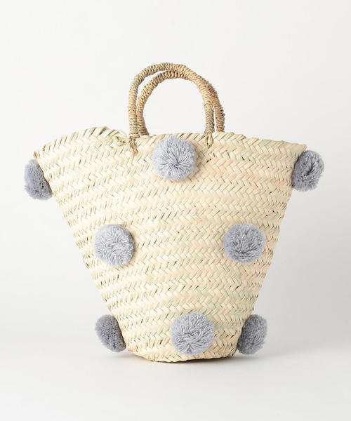Fatima morocco（ファティマモロッコ）の「＜Fatima Morocco＞ポンポンバスケット ◆（かごバッグ・レディース・グレー/ベージュ・FREE）」の4枚目の写真