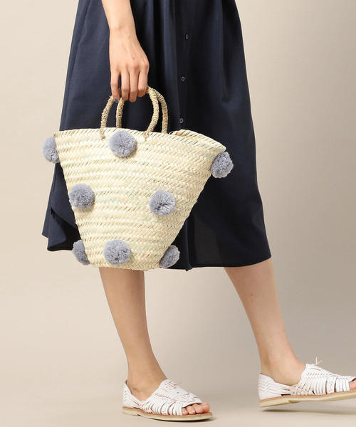 Fatima morocco（ファティマモロッコ）の「＜Fatima Morocco＞ポンポンバスケット ◆（かごバッグ・レディース・グレー/ベージュ・FREE）」の9枚目の写真