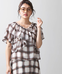 WEGO/シフォンチェックブラウス