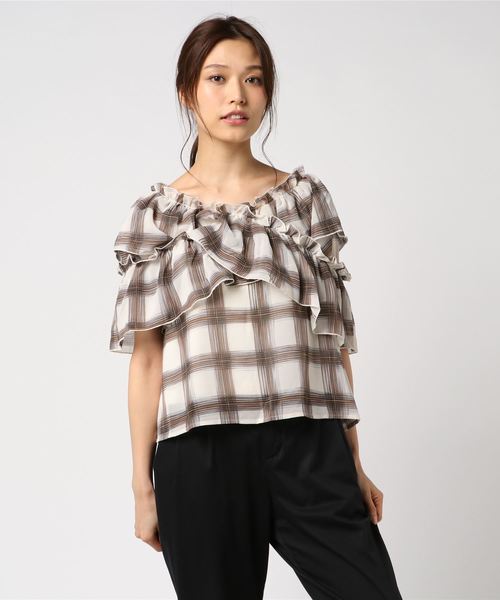 WEGO（ウィゴー）の「WEGO/シフォンチェックブラウス（シャツ/ブラウス・レディース・ホワイト系その他2/ブラック系その他2・FREE）」の4枚目の写真