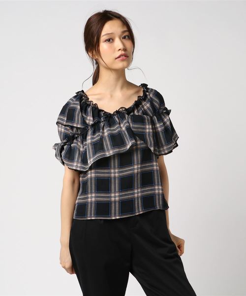 WEGO（ウィゴー）の「WEGO/シフォンチェックブラウス（シャツ/ブラウス・レディース・ホワイト系その他2/ブラック系その他2・FREE）」の3枚目の写真