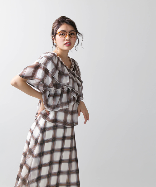WEGO（ウィゴー）の「WEGO/シフォンチェックブラウス（シャツ/ブラウス・レディース・ホワイト系その他2/ブラック系その他2・FREE）」の9枚目の写真