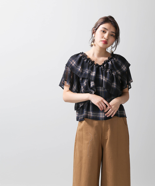 WEGO（ウィゴー）の「WEGO/シフォンチェックブラウス（シャツ/ブラウス・レディース・ホワイト系その他2/ブラック系その他2・FREE）」の8枚目の写真