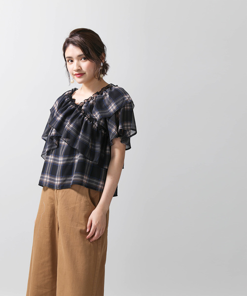 WEGO（ウィゴー）の「WEGO/シフォンチェックブラウス（シャツ/ブラウス・レディース・ホワイト系その他2/ブラック系その他2・FREE）」の7枚目の写真