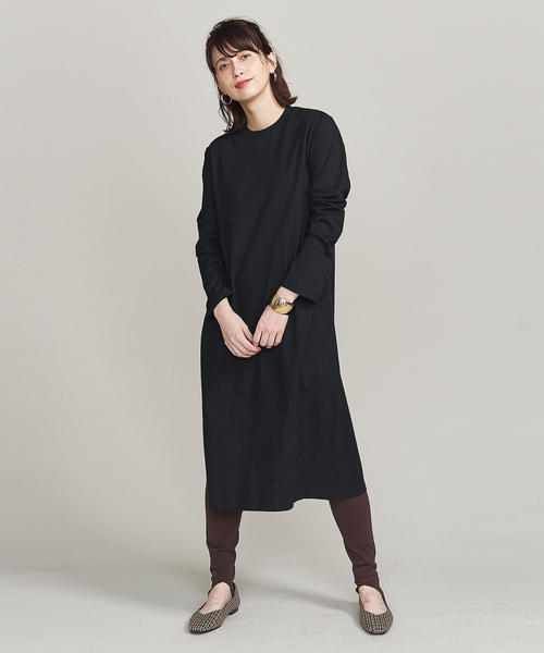 BEAUTY&YOUTH UNITED ARROWS（ビューティーアンドユースユナイテッドアローズ）の「BY コットンスリットロングスリーブワンピース ◆（ワンピース・レディース・ブラック/ダークブラウン/ベージュ・FREE）」の2枚目の写真