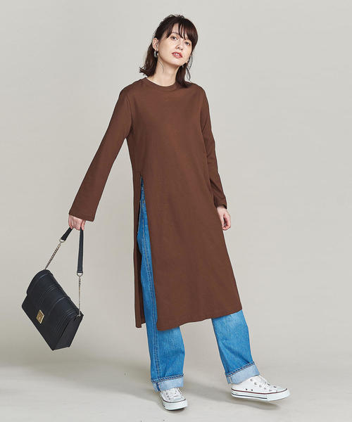 BEAUTY&YOUTH UNITED ARROWS（ビューティーアンドユースユナイテッドアローズ）の「BY コットンスリットロングスリーブワンピース ◆（ワンピース・レディース・ブラック/ダークブラウン/ベージュ・FREE）」の14枚目の写真