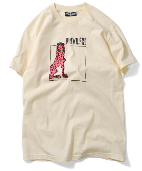 PRIVILEGE（プリビレッジ）の「プリビレッジ [PRIVILEGE] - チーター アニマル イラスト 半袖 Tシャツ [CHEETAH TEE]（Tシャツ/カットソー・メンズ・ホワイト/イエロー/クリーム・MEDIUM/LARGE/X-LARGE）」の2枚目の写真