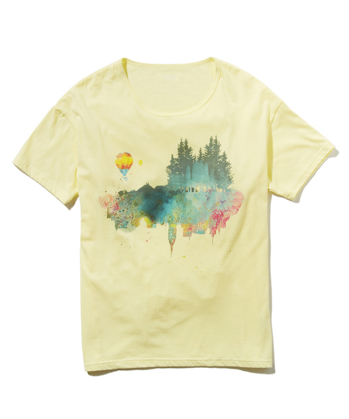 rehacer(レアセル)の「rehacer : Contrast World On Made in Japan Body / コントラスト ワールド Tシャツ メイドインジャパン(Tシャツ/カットソー・メンズ・ホワイト/グレー/イエロー・SMALL/MEDIUM/LARGE/X-LARGE/XX-LARGE/X-SMALL)」の1枚目の写真