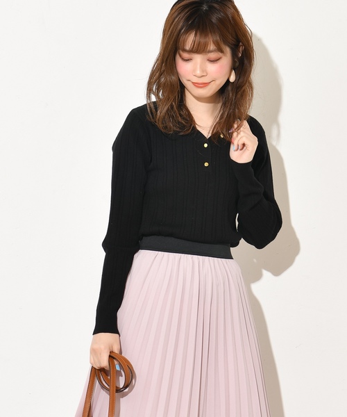 natural couture(ナチュラルクチュール)の「多釦リブニット(ニット/セーター・レディース・アイボリー/ブラック/グレイッシュベージュ・FREE)」の8枚目の写真