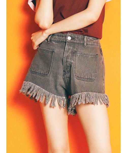 jouetie（ジュエティ）の「ダメージデニムショーパン（デニムパンツ・レディース・ライトブルー/ブラック/ブルー・MEDIUM）」の2枚目の写真