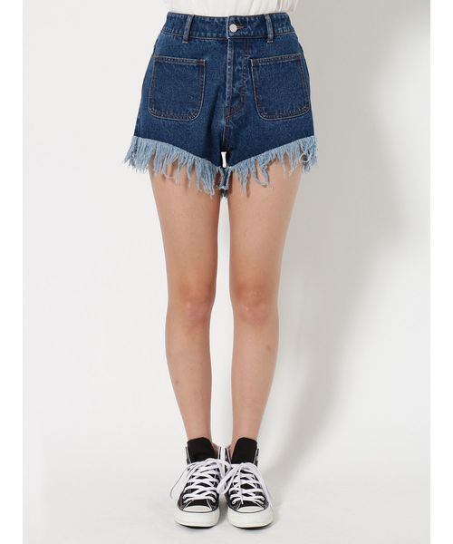 jouetie（ジュエティ）の「ダメージデニムショーパン（デニムパンツ・レディース・ライトブルー/ブラック/ブルー・MEDIUM）」の5枚目の写真