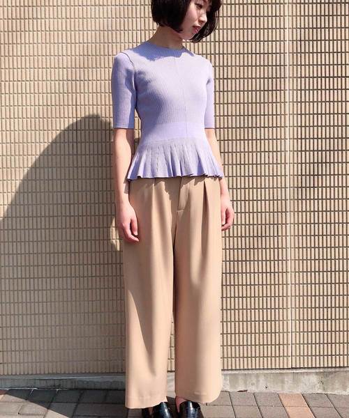 A/C DESIGN BY ALPHA CUBIC（エーシーデザインバイアルファキュービック）の「【カタログ掲載】タックワイドパンツ（その他パンツ・レディース・ネイビー/ベージュ・64/67/70/61）」の10枚目の写真