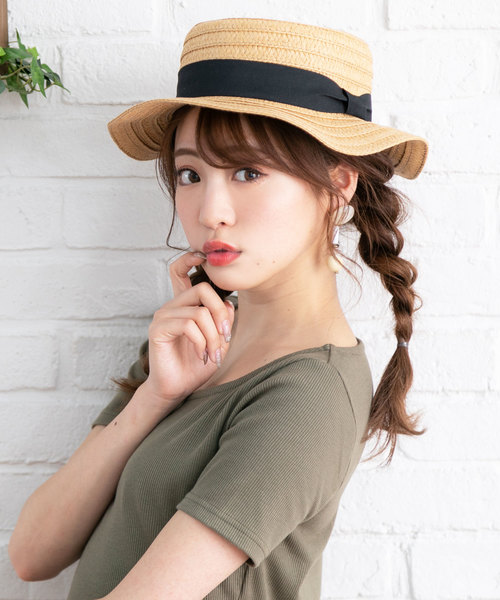 夢展望(ユメテンボウ)の「リボンカンカン帽(ハット・レディース・ベージュ系その他/ベージュ系その他2/ベージュ系その他3/ベージュ系その他4・FREE)」の1枚目の写真