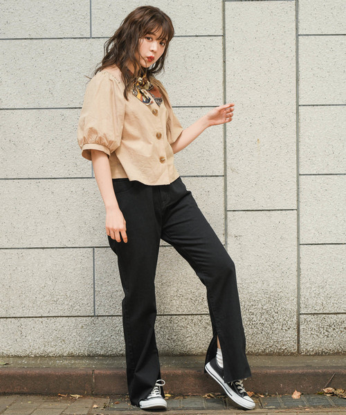 apres jour（アプレジュール）の「フレアデニムパンツ【ZOZOTOWN限定アイテム】（デニムパンツ・レディース・ブラック/ライトブルー・SMALL/MEDIUM）」の7枚目の写真