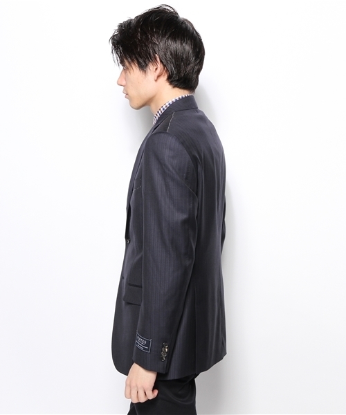 URBAN RESEARCH DOORS アーバンリサーチドアーズ LIFE STYLE 段返り3釦スーツジャケット DM11-ST009B 44 ネイビー ストライプ テーラード FINTES フィンテス アウター【中古】【URBAN RESEARCH DOORS】 URBAN RESEARCH DOORS アーバンリサーチドアーズ 段返り3釦スーツ