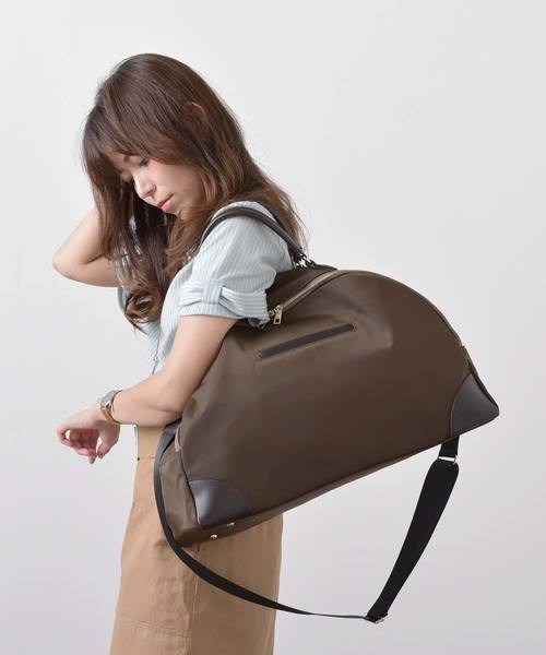 VitaFelice（ヴィータフェリーチェ）の「ボストンバッグ 旅行バッグ A4 出張バッグ 斜めがけ 2wayショルダーバッグ ボストンバック ユニセックス サマーバッグ トラベルバッグ（ボストンバッグ・レディース・ベージュ系その他/ブラック/ブラウン・FREE）」の14枚目の写真