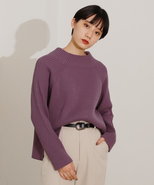 PAGEBOY（ページボーイ）の「クリアニットタートルプルオーバー（ニット/セーター・レディース・ブラック/グレー/オフホワイト/ダークパープル/モカ/ライトパープル・FREE）」の6枚目の写真