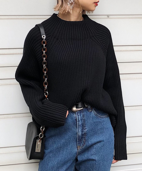 PAGEBOY（ページボーイ）の「クリアニットタートルプルオーバー（ニット/セーター・レディース・ブラック/グレー/オフホワイト/ダークパープル/モカ/ライトパープル・FREE）」の3枚目の写真