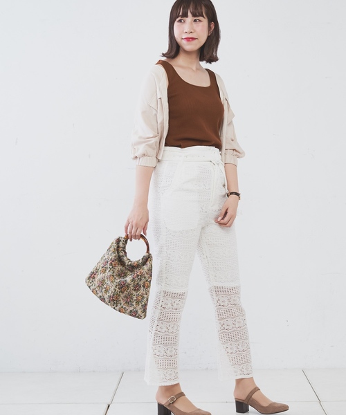 natural couture（ナチュラルクチュール）の「ありんちゃんのレースパンツ（その他パンツ・レディース・オフホワイト/ブラック/レンガ・FREE）」の2枚目の写真