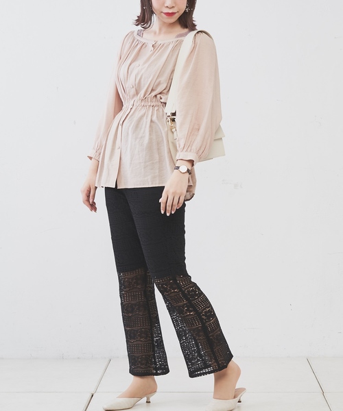 natural couture（ナチュラルクチュール）の「ありんちゃんのレースパンツ（その他パンツ・レディース・オフホワイト/ブラック/レンガ・FREE）」の3枚目の写真