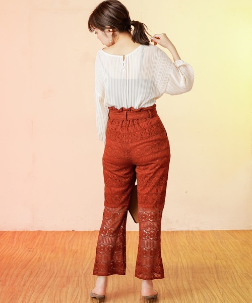 natural couture（ナチュラルクチュール）の「ありんちゃんのレースパンツ（その他パンツ・レディース・オフホワイト/ブラック/レンガ・FREE）」の9枚目の写真