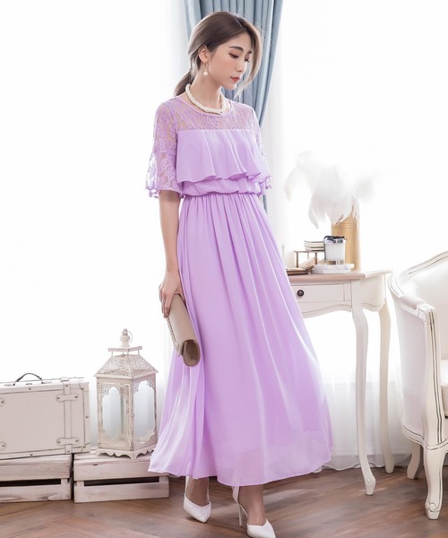 新発売 セール パーティードレス ロングドレス ワンピース ロング丈 結婚式 フォーマル ドレス パーティー お呼ばれ 二次会 ロングワンピース 袖あり 五分袖 シフォン Uネック 披露宴 謝恩会 同窓会 発表会 入学式 卒業式 二次会 参観日 卒園式 入園式 七五三 食事会