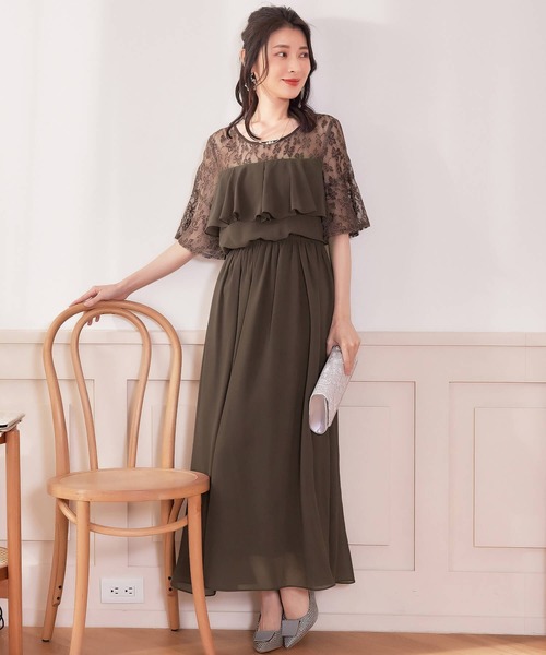 Cinderella(シンデレラ)の「ドレス 結婚式 ワンピース パーティー ロング レースドレス ロングドレス 長袖 ロング丈 結婚式 披露宴 二次会 レース 二次会 ドレス お呼ばれ(ドレス・レディース・ネイビー/ブラウン/グレー/ラベンダー/ブルーグリーン/ベージュ/ブラック/グリーン/グレイッシュブルー/ライトブラック/ダークブラウン/ワインレッド/ピンク/パープル系・SMALL/LARGE/X-LARGE/MEDIUM/XX-LARGE/FREE)」の5枚目の写真