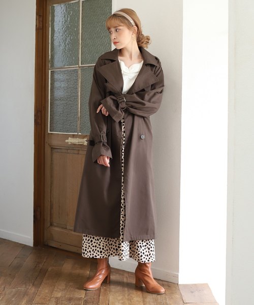 one after another NICE CLAUP（ワンアフターアナザーナイスクラップ）の「【身長別】トレンチコート（トレンチコート・レディース・ブラウン/ベージュ/ピンク・SMALL/MEDIUM/LARGE）」の12枚目の写真