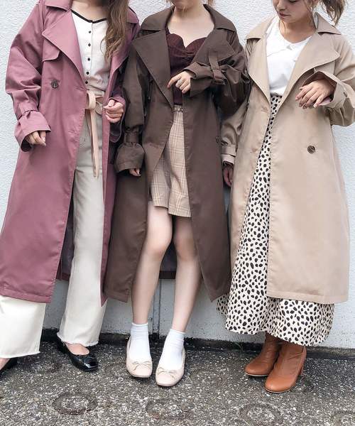 one after another NICE CLAUP（ワンアフターアナザーナイスクラップ）の「【身長別】トレンチコート（トレンチコート・レディース・ブラウン/ベージュ/ピンク・SMALL/MEDIUM/LARGE）」の17枚目の写真