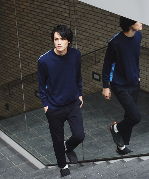 ABAHOUSE GRAY(アバハウスグレイ)の「【展開店舗限定】ストライプ 布帛 切替 プルオーバー ニット(ニット/セーター・メンズ・ネイビー/チャコールグレー・46/48)」の16枚目の写真