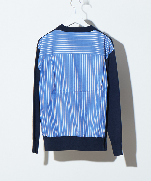 ABAHOUSE GRAY(アバハウスグレイ)の「【展開店舗限定】ストライプ 布帛 切替 プルオーバー ニット(ニット/セーター・メンズ・ネイビー/チャコールグレー・46/48)」の14枚目の写真