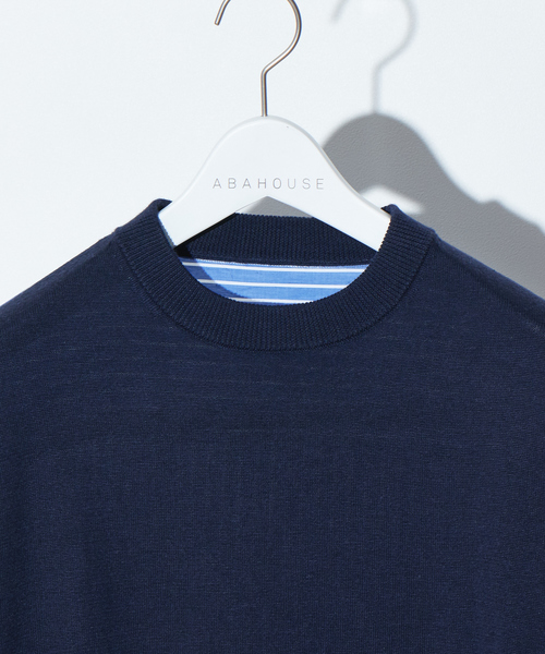 ABAHOUSE GRAY(アバハウスグレイ)の「【展開店舗限定】ストライプ 布帛 切替 プルオーバー ニット(ニット/セーター・メンズ・ネイビー/チャコールグレー・46/48)」の13枚目の写真