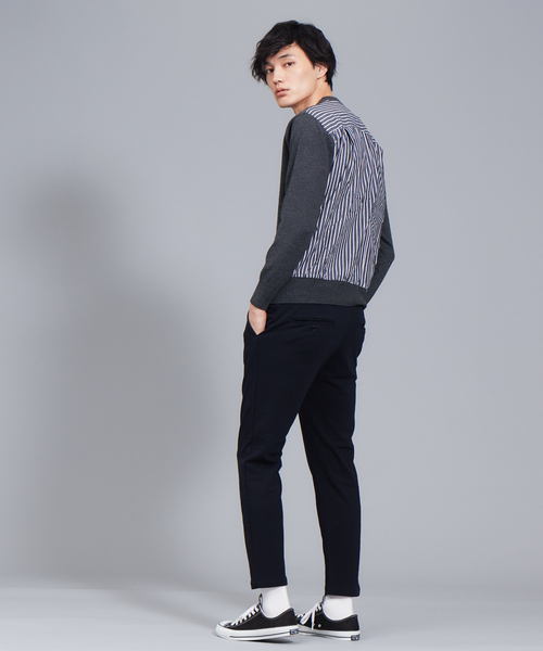 ABAHOUSE GRAY(アバハウスグレイ)の「【展開店舗限定】ストライプ 布帛 切替 プルオーバー ニット(ニット/セーター・メンズ・ネイビー/チャコールグレー・46/48)」の6枚目の写真