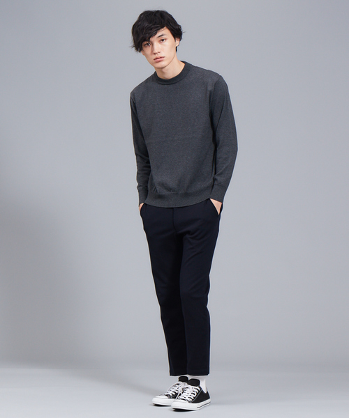 ABAHOUSE GRAY(アバハウスグレイ)の「【展開店舗限定】ストライプ 布帛 切替 プルオーバー ニット(ニット/セーター・メンズ・ネイビー/チャコールグレー・46/48)」の5枚目の写真