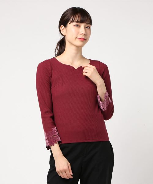 TRUDEA(トルディア)の「ハートネック袖刺繍 テレコプルオーバー(ニット/セーター・レディース・ホワイト/ベージュ/ネイビー/ブラウン/ピンク/ワイン・SMALL/MEDIUM/LARGE)」の21枚目の写真