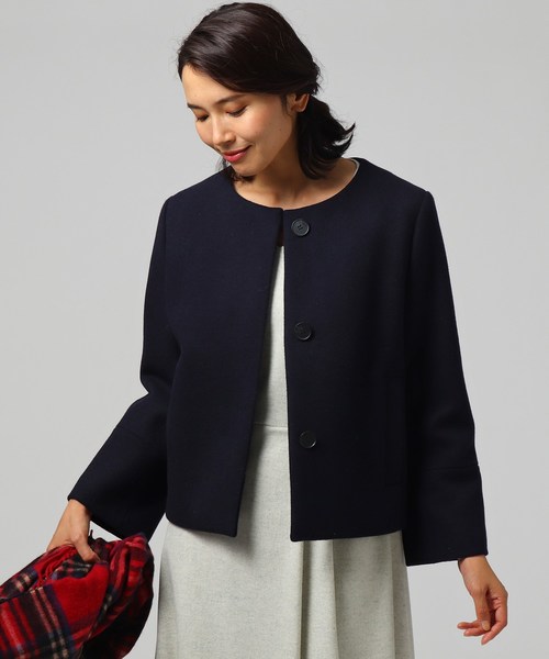 セール ウールアンゴラブレンドショートジャコット ノーカラーコート ジャケット アウター Untitled アンタイトル のノーカラーコート ウールアンゴラブレンドショートジャコット 153 19 02 をセール価格で購入できます Untitled ノーカラーコート