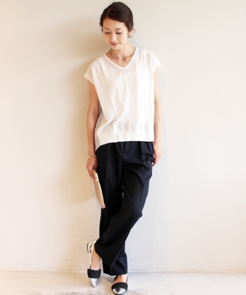 BEAUTY&YOUTH UNITED ARROWS（ビューティーアンドユースユナイテッドアローズ）の「BYTF ∵レザーエラスティック ポインテッドトゥフラット¨◆（パンプス・レディース・ブラック/シルバー・37/36h/37h/38/36）」の5枚目の写真