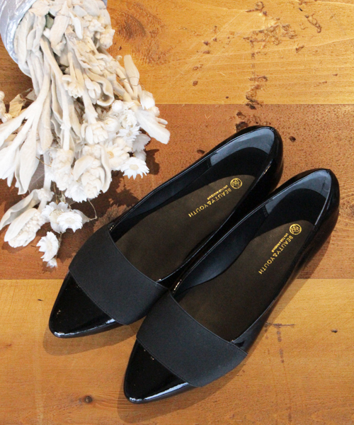 BEAUTY&YOUTH UNITED ARROWS（ビューティーアンドユースユナイテッドアローズ）の「BYTF ∵レザーエラスティック ポインテッドトゥフラット¨◆（パンプス・レディース・ブラック/シルバー・37/36h/37h/38/36）」の7枚目の写真