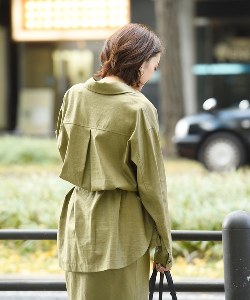 DouDou（ドゥドゥ）の「セットアップリネンストレッチシャツジャケット（シャツ/ブラウス・レディース・グレー/カーキ/ラベンダー・FREE）」の20枚目の写真