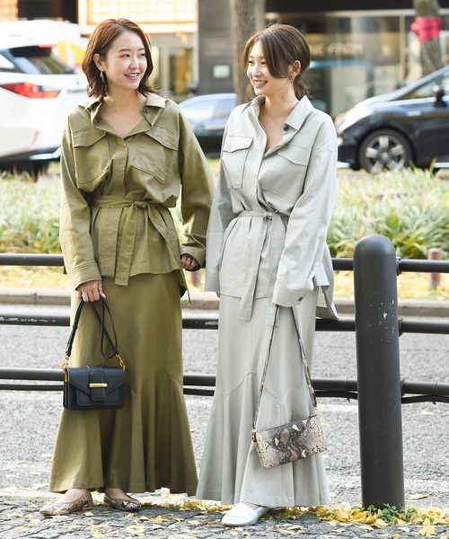 DouDou（ドゥドゥ）の「セットアップリネンストレッチシャツジャケット（シャツ/ブラウス・レディース・グレー/カーキ/ラベンダー・FREE）」の12枚目の写真