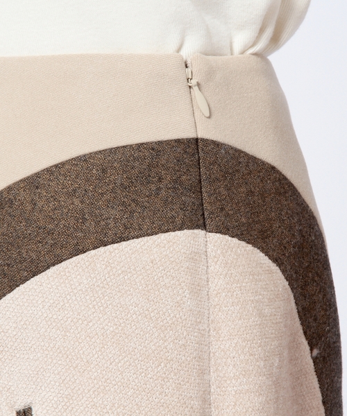 Another Edition(アナザーエディション)の「□AE MIX CLOTH COMBI SK ◆(スカート・レディース・ブラック/ブラウン・MEDIUM/SMALL)」の3枚目の写真